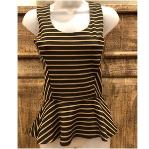 Fancy Tan and Black Peplum Top